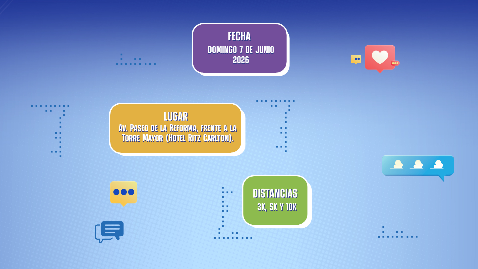 Fecha: Domingo 7 de Junio 2026 | Lugar: Av. Paseo de la Reforma | Distancias: 3k, 5k y 10k